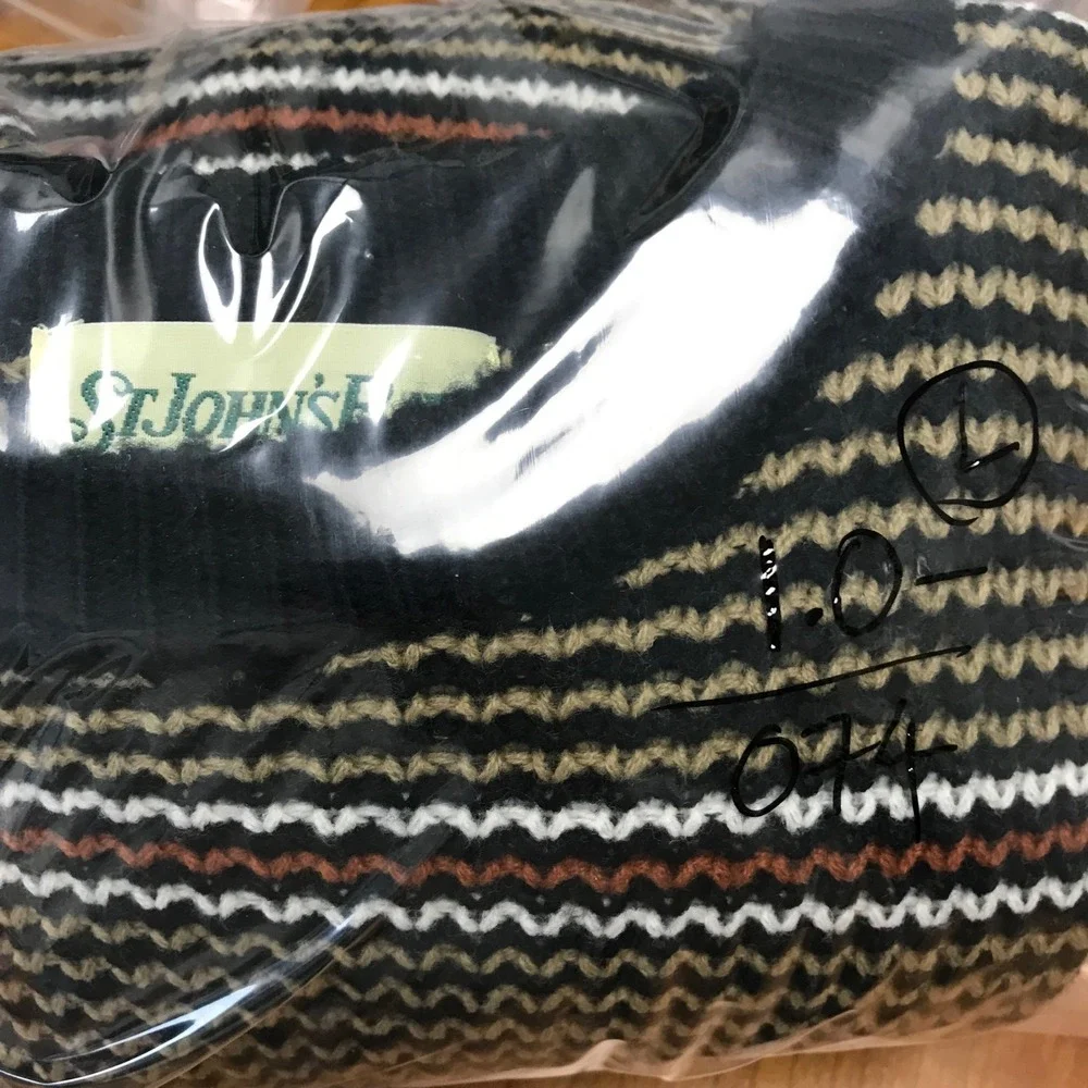Vintage St Johns Bay Men's Striped‎ Sweater L Acrylic Green